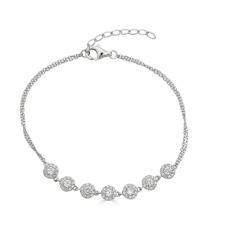 14K White Gold Diamond Halo Bracelet