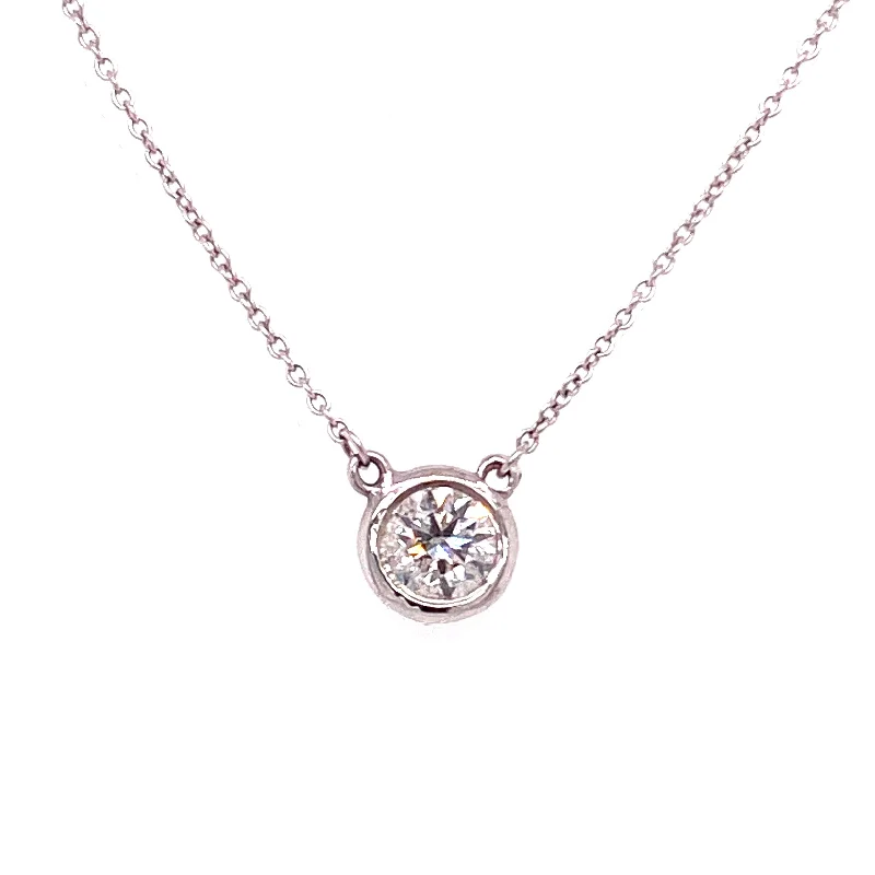 14K White Gold Solitaire Diamond Necklace