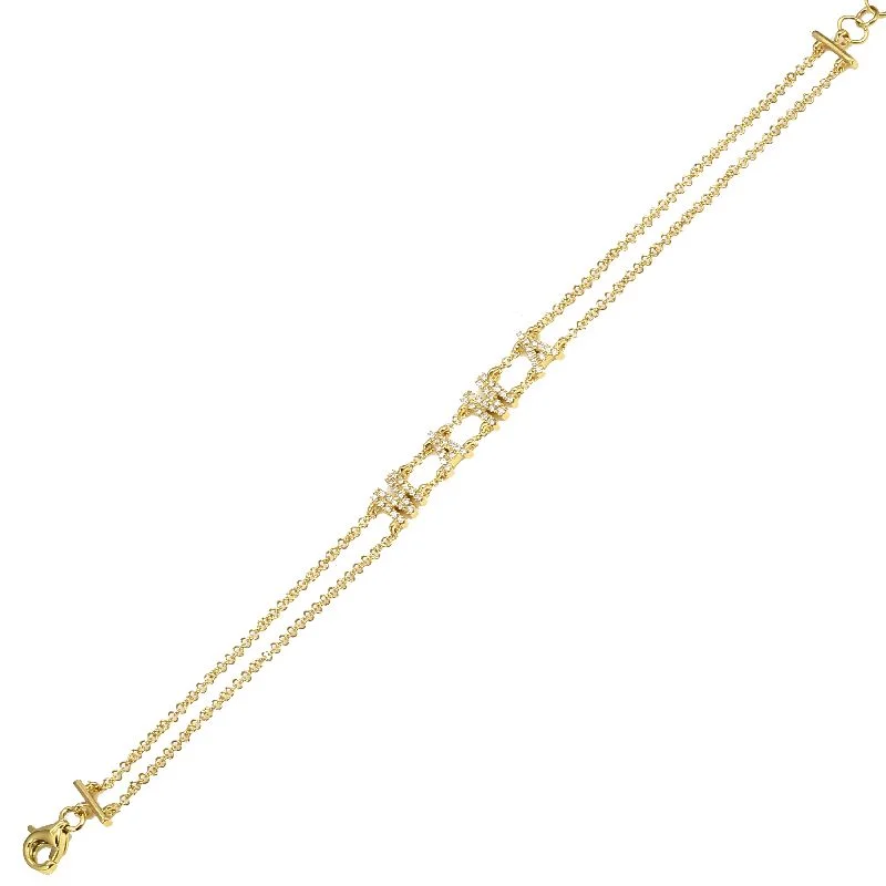 14k Yellow Diamond Mama Double row bracelet