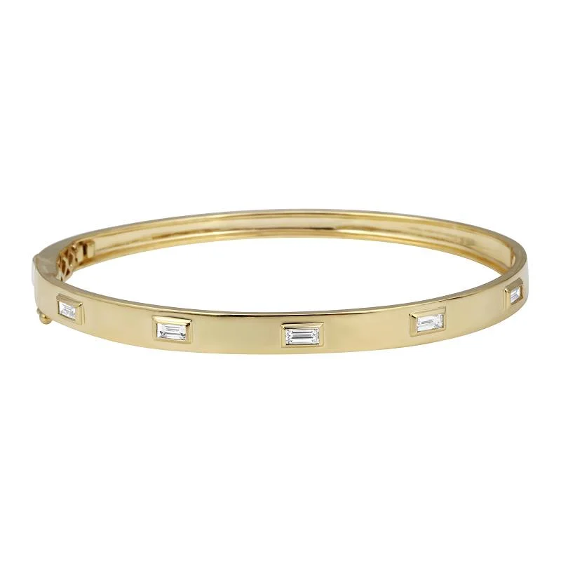 14k Yellow Gold Baguette High Polished Bangle