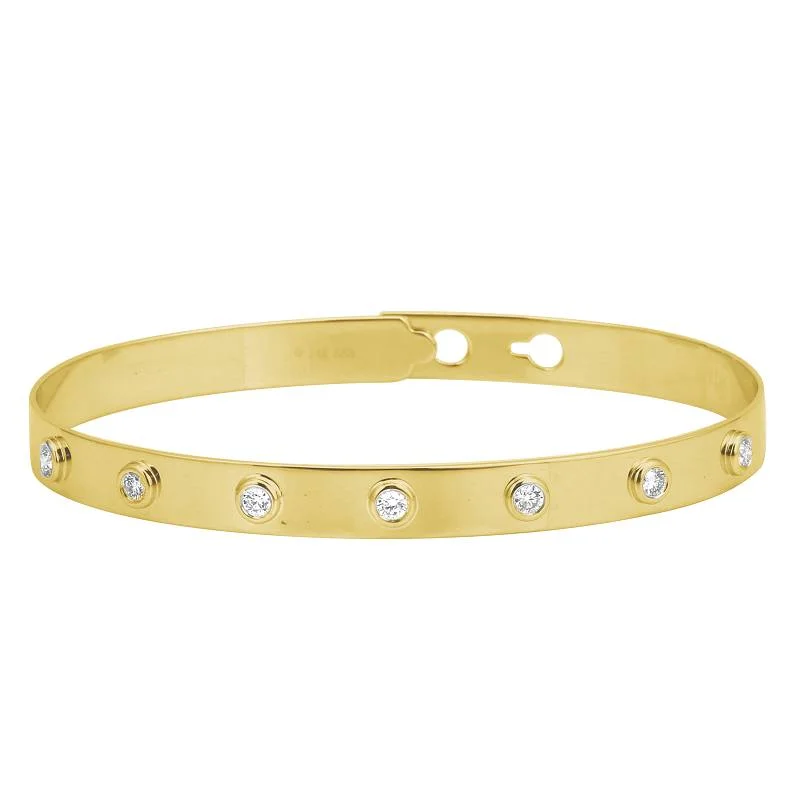 14k Yellow Gold Diamond Bezel Setting Bangle