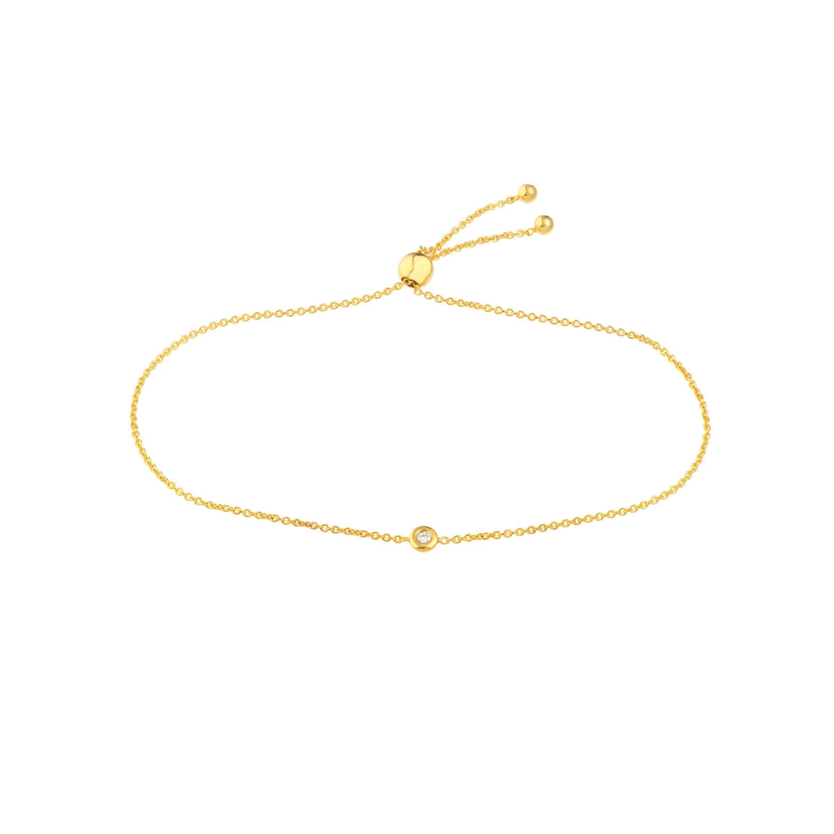 14K Yellow Gold Diamond Bolo Bracelet