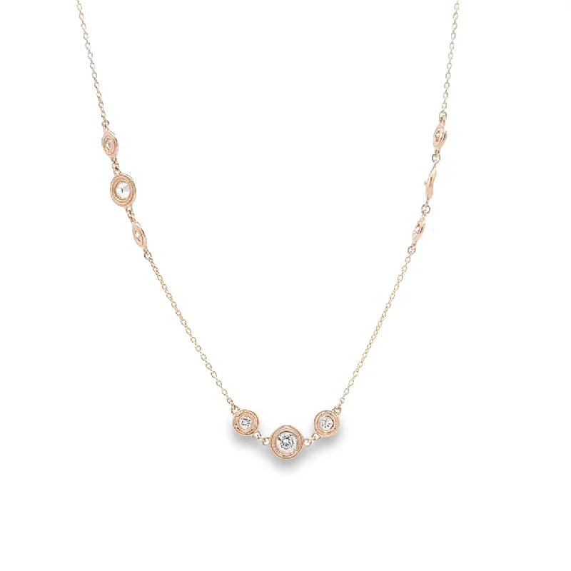 14K Yellow Gold Triple Station Diamond Necklace