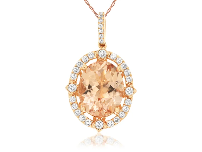 unique blue topaz ring Lady's Rosé 14 Karat Pendants one 4.00ct Oval Morganite