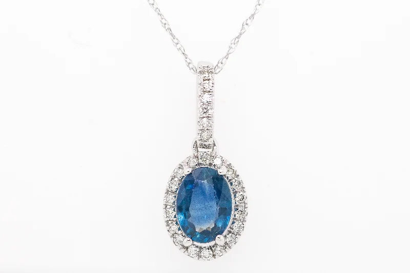 14KW 1.00 Ct Sapphire And Diamond Pendant