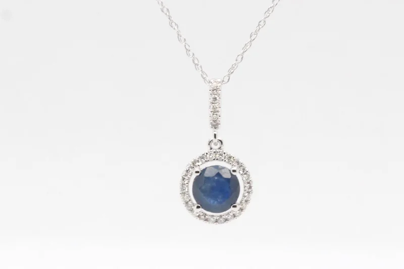 braided gold chain bracelet 14KW Sapphire and Diamond Pendant