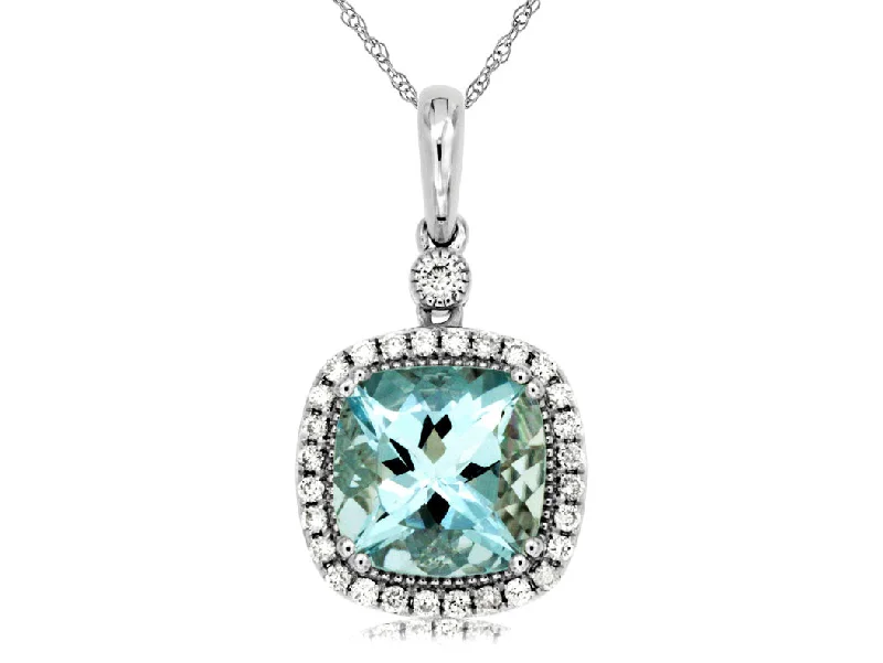 vintage art deco sapphire ring Lady's White 14 Karat Pendants one 1.90ct Cameo Aquamarine
