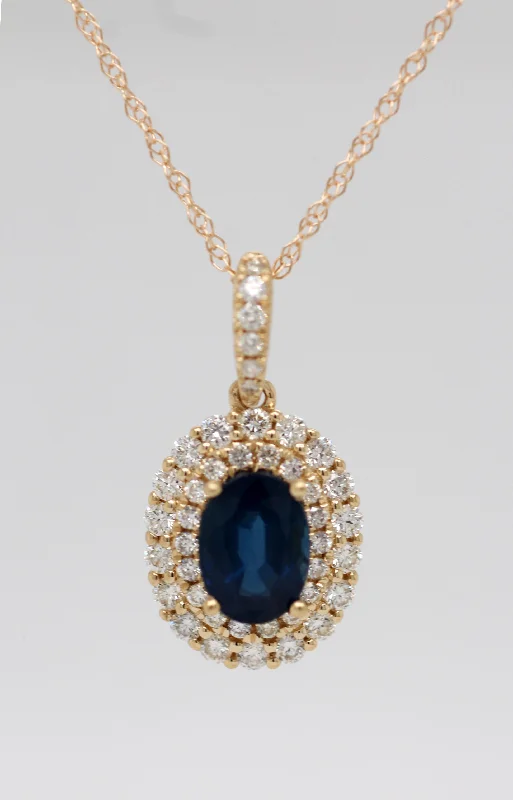 14KY 1.00 Ct Sapphire and Diamond Pendant