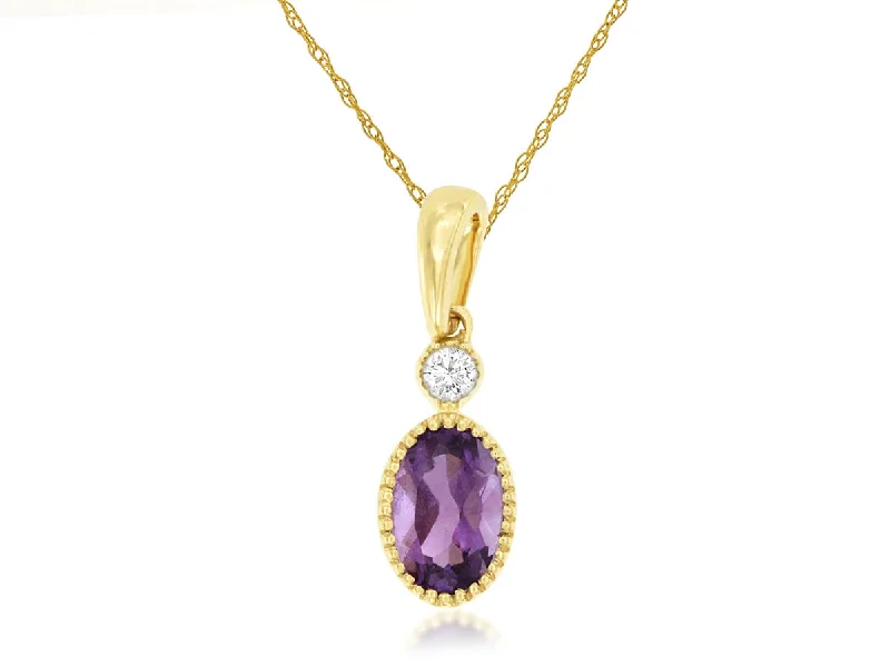 14KY 1.45 Ct Amethyst And Diamond Pendant