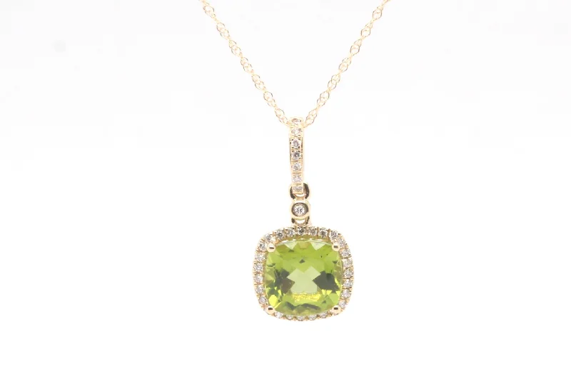 dainty lotus flower ring 14KY 2.00 Ct Peridot and Diamond Pendant