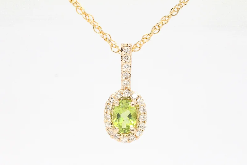 personalized engraved signet ring 14KY .50  CT PERIDOT AND DIAMOND PENDANT, .17 CTTW GH-SI2