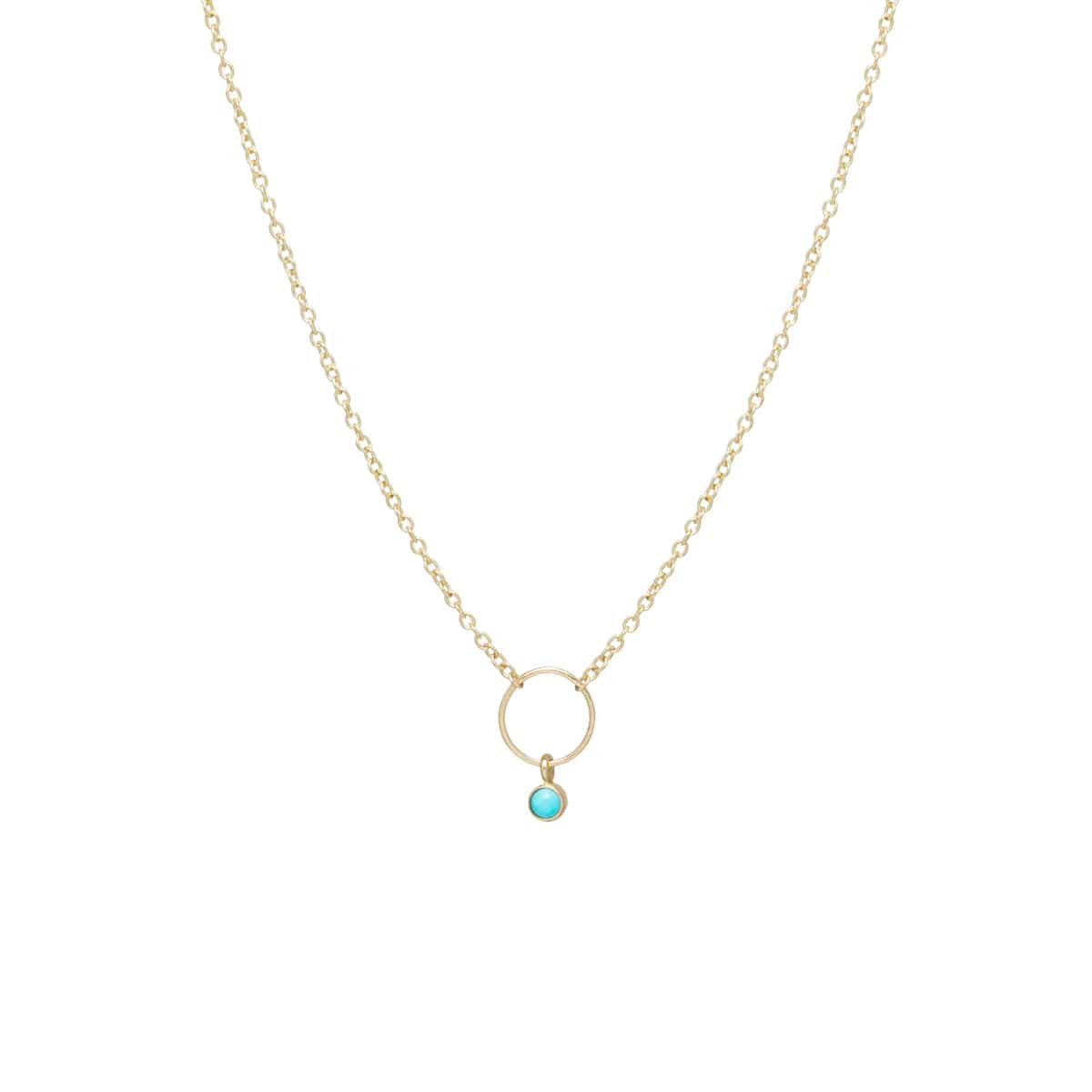 classic gemstone stud earrings 14k Gold Dangling Bezel Turquoise Circle Necklace