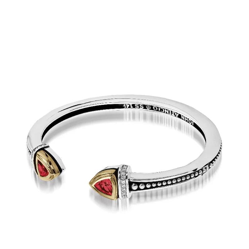 Arrivo Narrow Trillion Cuff Bracelet with Pave Diamonds