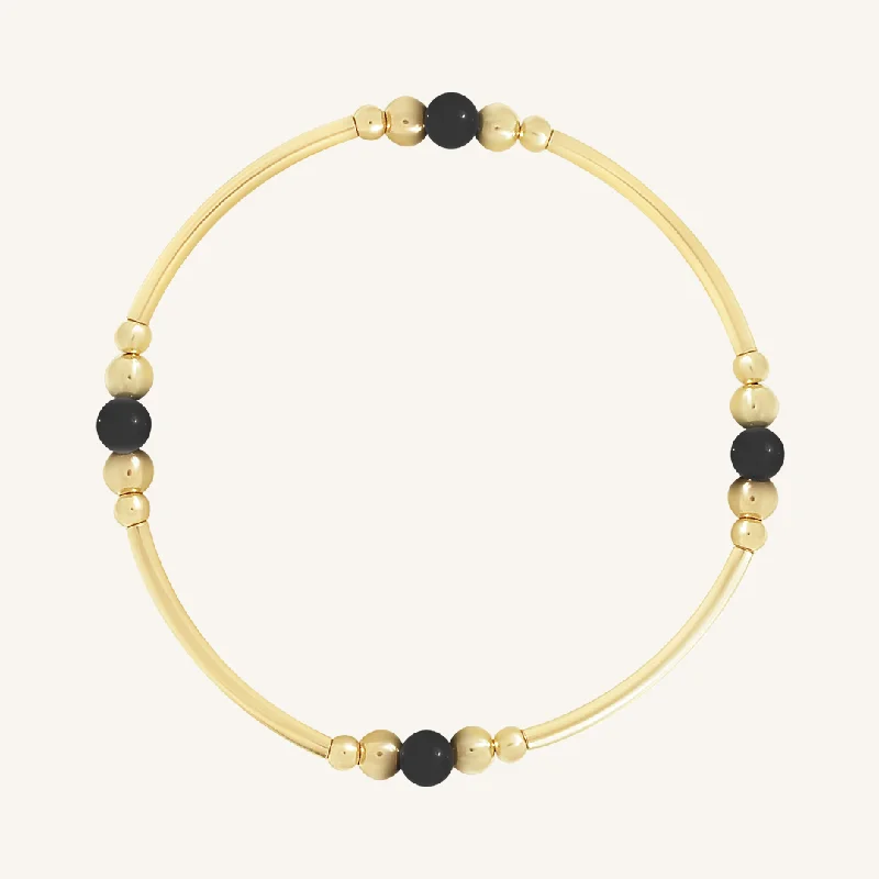 handcrafted raw crystal pendant Black Agate Ava Bracelet - Stone of Strength