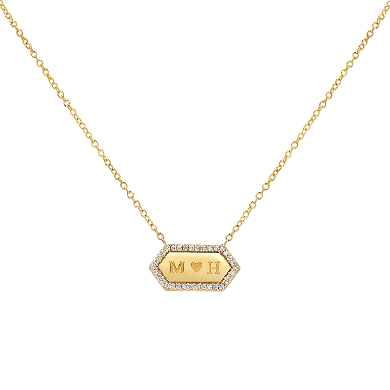 Diamond Hex Engravable Tag Necklace