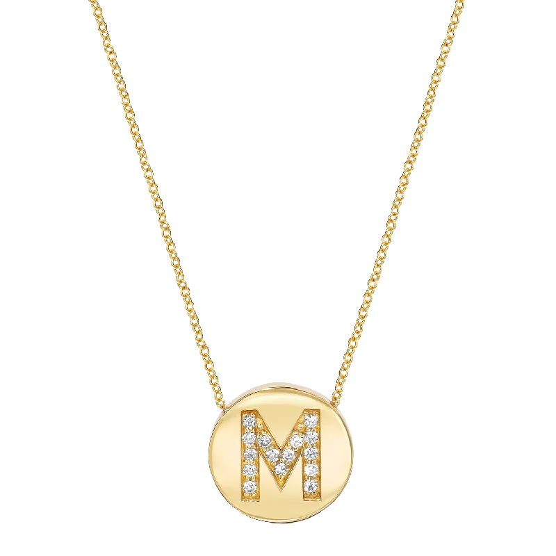 Diamond Initial Coin Necklace