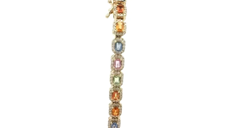 vintage sapphire necklace 14 Karat Yellow Gemstone Tennis Bracelet