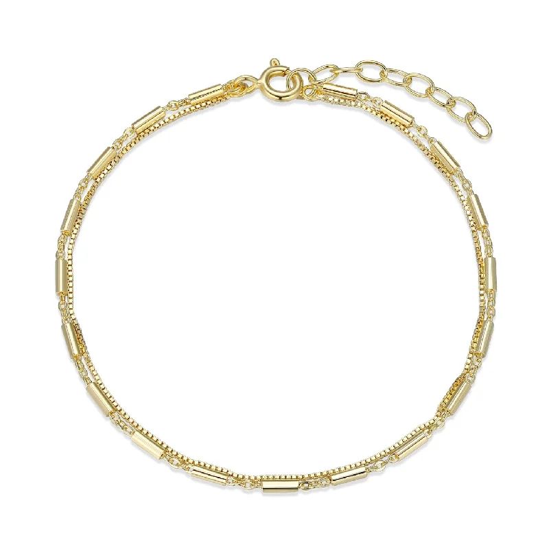 black stainless steel signet ring Reign Yellow Gold Plated Layered Bracelet