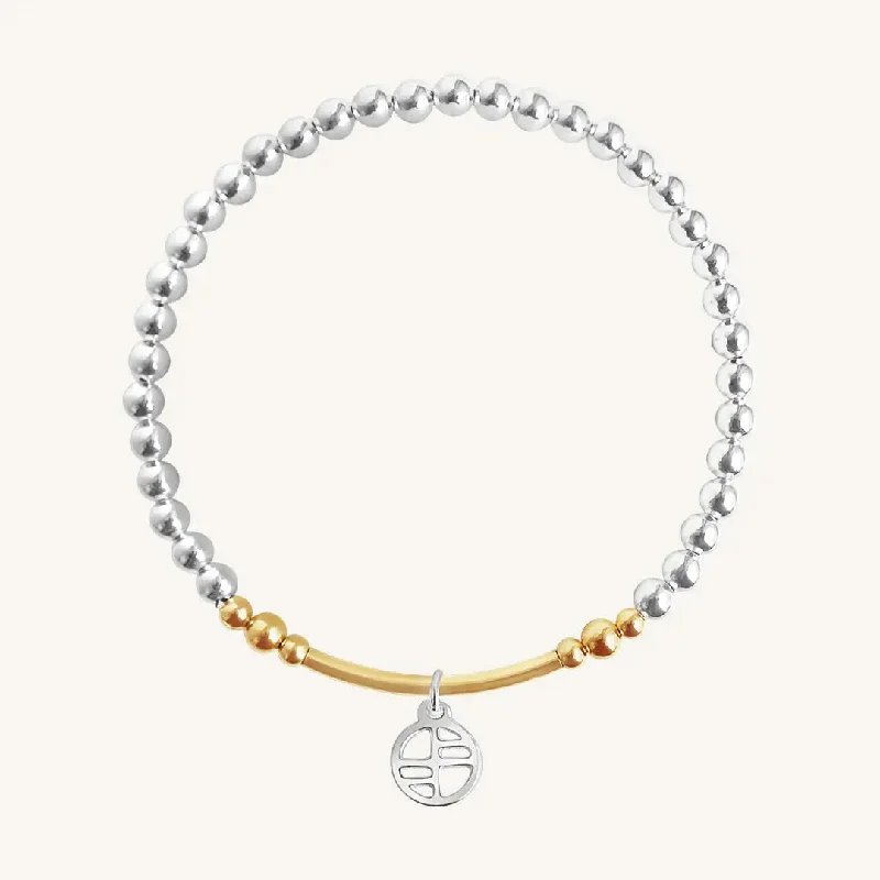 hammered sterling silver band Harmony Two Tone Bracelet