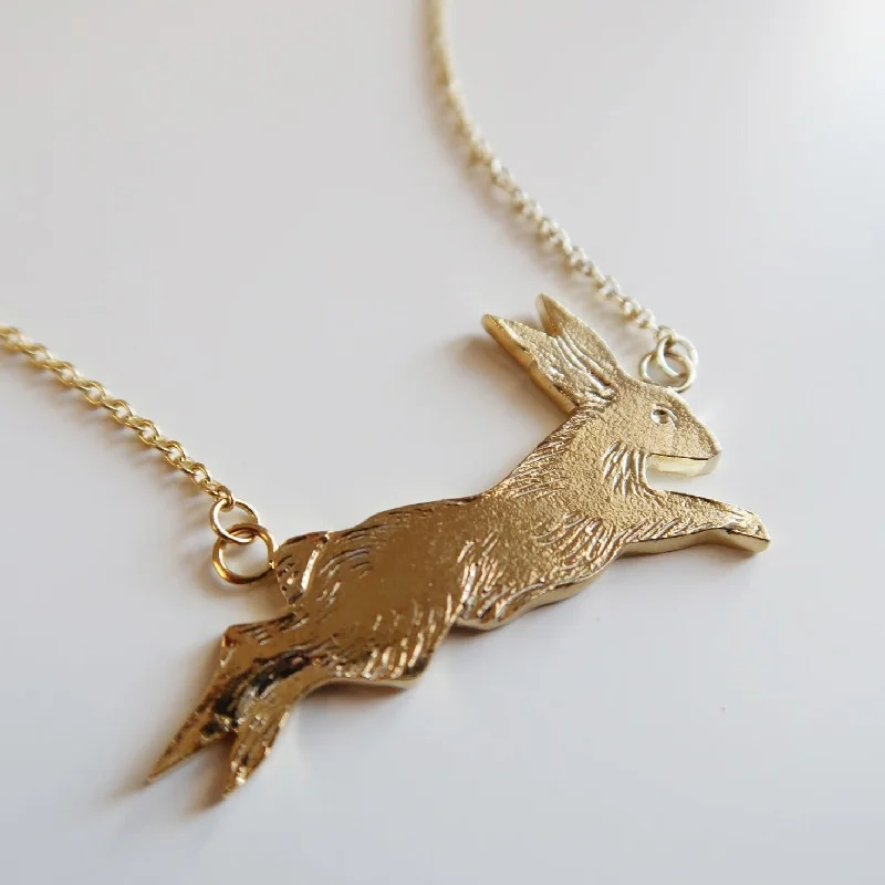 opal cluster ring unique Leaping Rabbit Necklace