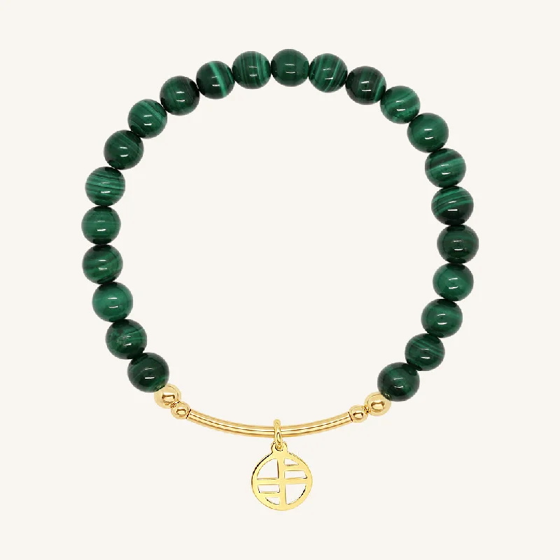 men’s hammered titanium ring Malachite Charm Bracelet - Stone of Transformation