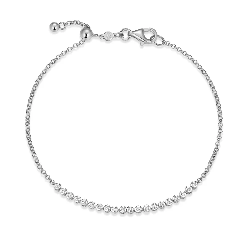 white gold diamond cluster ring Monte Luna Silver Half Line Bracelet