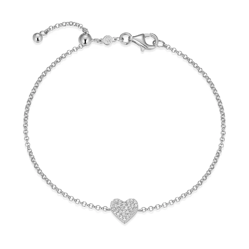 vintage-style diamond halo ring Monte Luna Silver Heart Bracelet