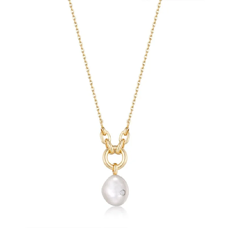 dainty feather charm necklace Gold Pearl Sparkle Pendant Necklace