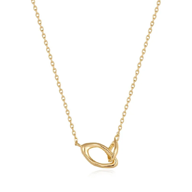 celestial meteor shower earrings Gold Wave Link Necklace