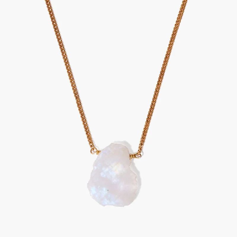 Moonstone Slice Pendant Necklace