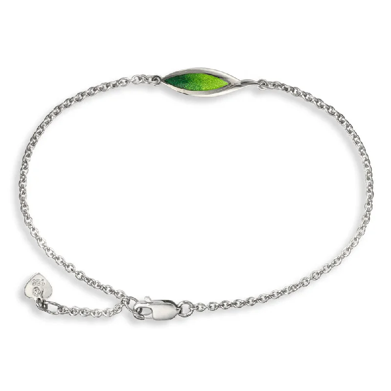 Green Marquise Bracelet-Watercolors. Sterling Silver