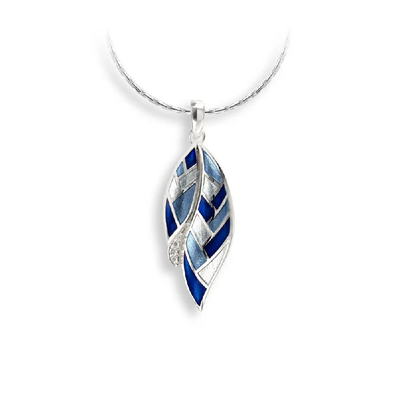 Nicole Barr Blue Harliquin Feather Necklace