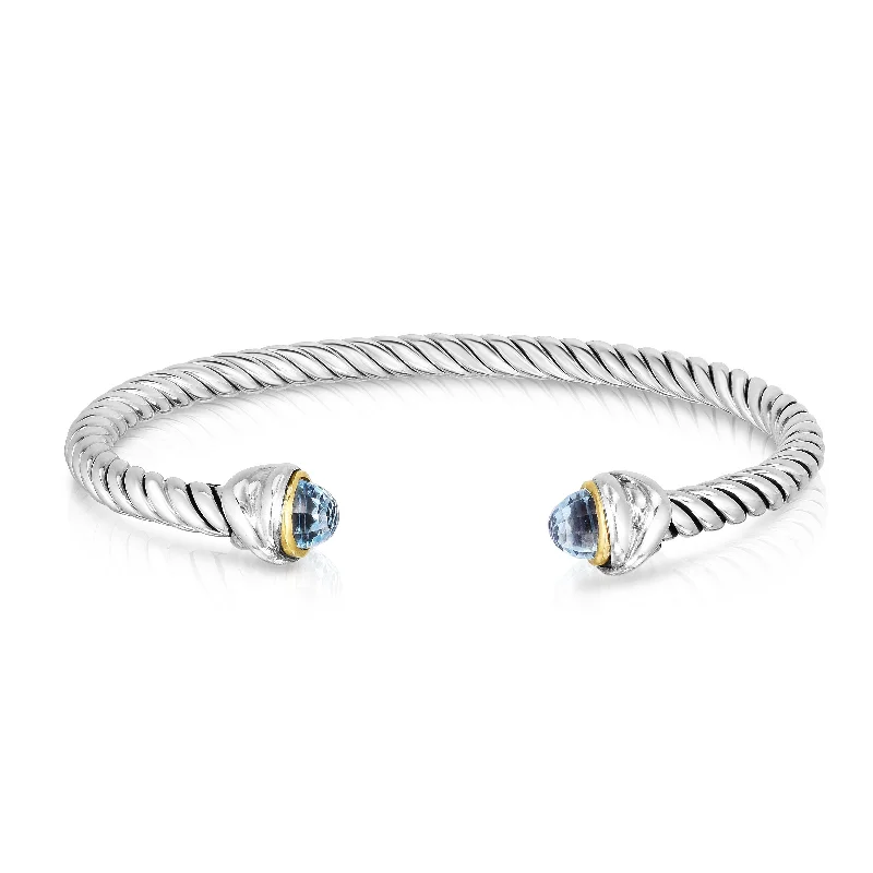 Phillip Gavriel Classica Italian Cable Bangle with Blue Topaz