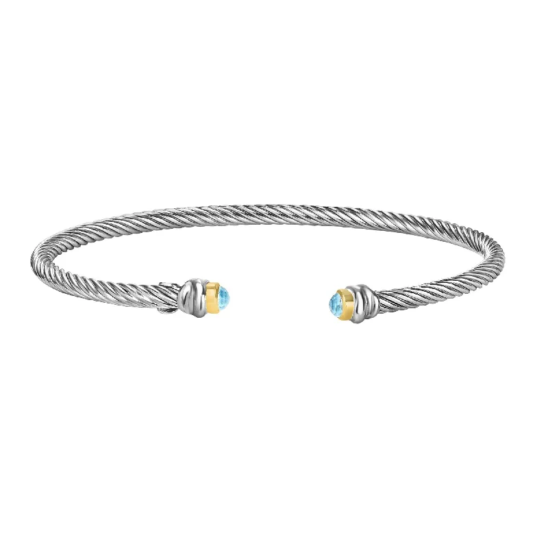 Phillip Gavriel Italian Cable Bangle with Blue Topaz