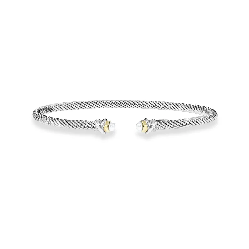 Phillip Gavriel Italian Cable Bangle with Pearl