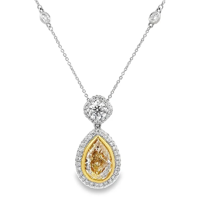 thin gold wire earrings Platinum & 18K Yellow Gold Yellow & White Diamond Necklace