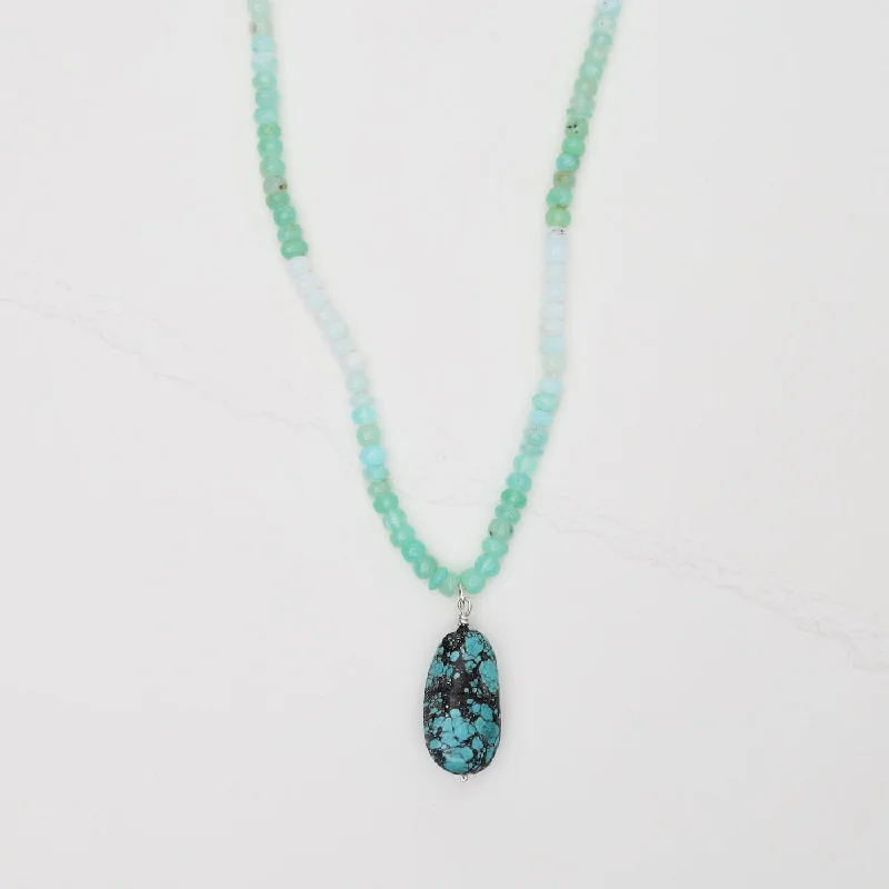 Chalcedony & Turquoise Pendant Necklace