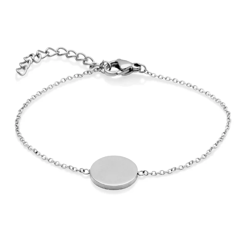 real diamond solitaire ring Steelx Stainless Steel Round Disc Bracelet