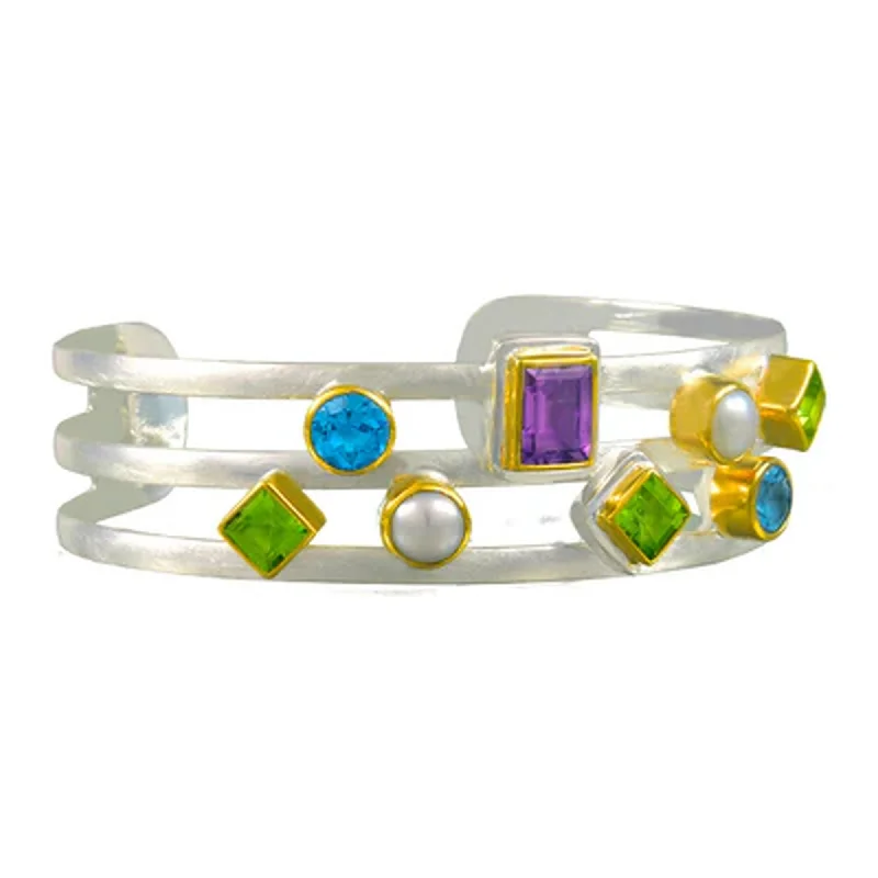 celestial sunburst necklace gold Sterling Silver & 22KT Vermeil Cuff with Amethyst