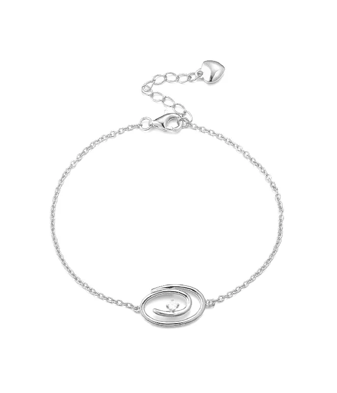 sapphire princess cut ring Casablanca Sterling Silver CZ Swirl Bracelet
