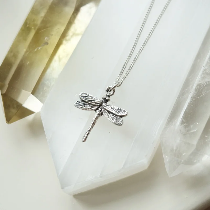 black pearl earrings classic Tiny Dragonfly Pendant Necklace