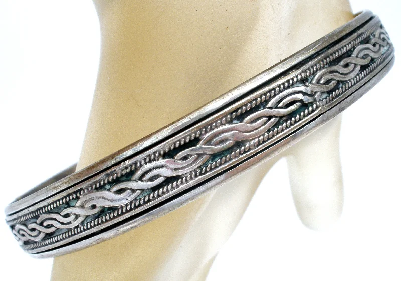handmade macrame bracelet for men Vintage Sterling Silver Bangle Bracelet Braided