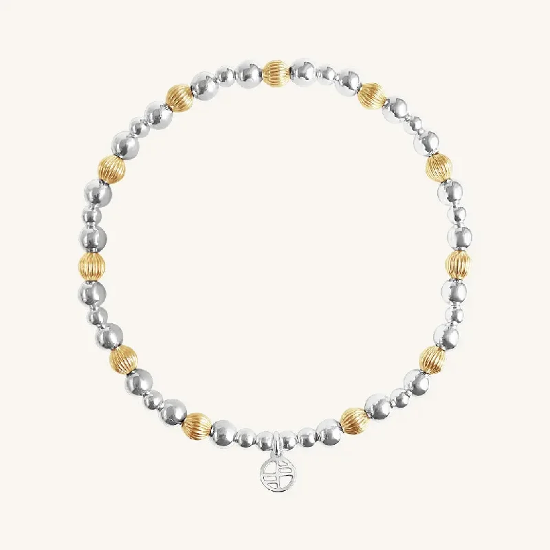 gold plated Cuban link chain Weave Two Tone Bracelet
