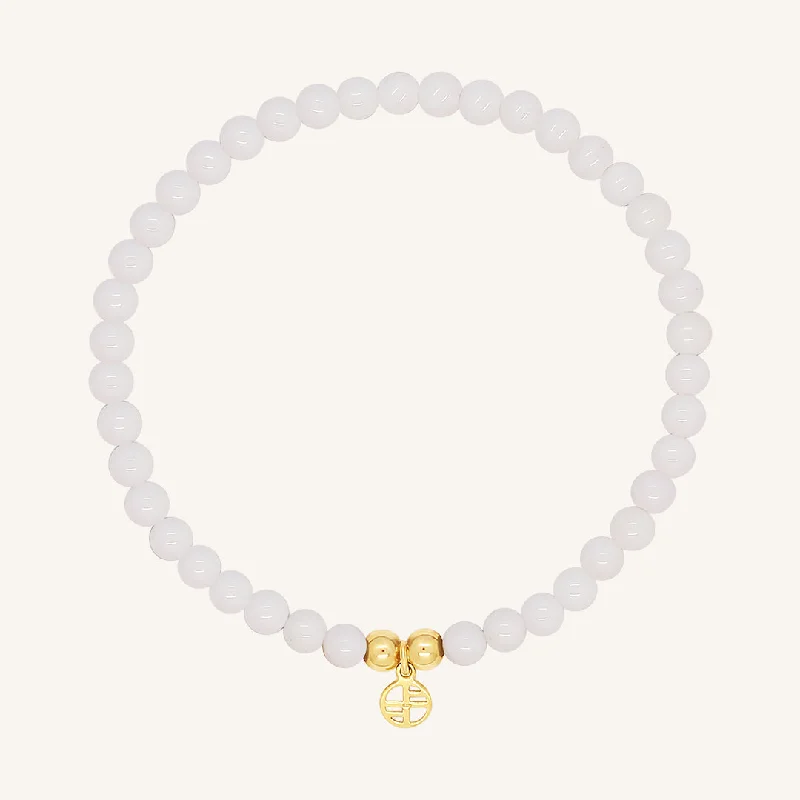 minimalist pearl pendant necklace White Agate Lumier Bracelet - Stone of Resilience
