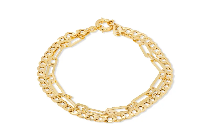 vintage-style garnet ring Yellow Gold Paperclip Bracelet