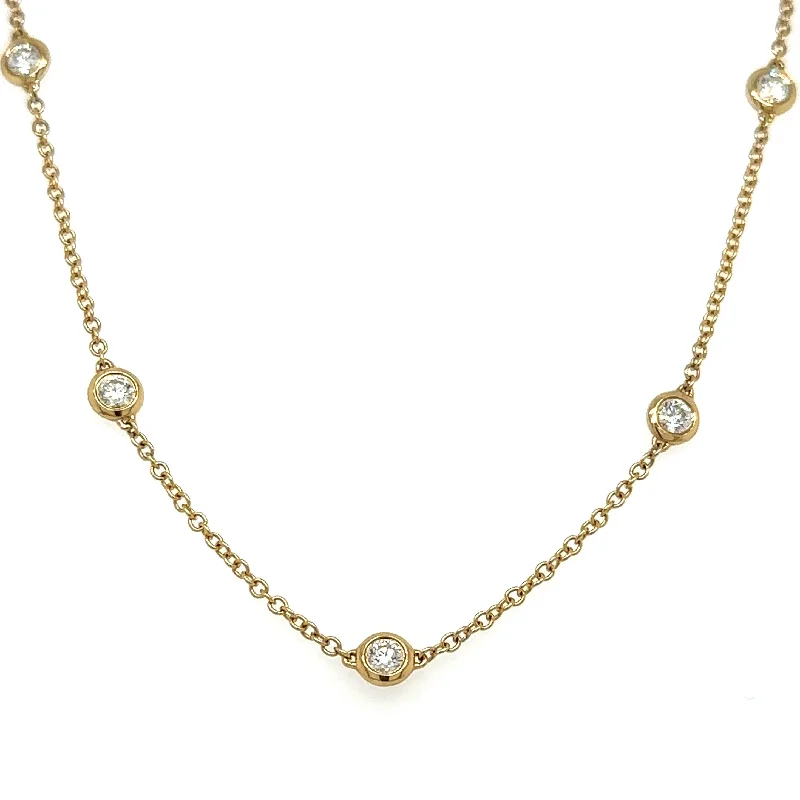dainty gemstone chain bracelet 1.24ct t.w. Diamond Bezel Set Diamond By The Yard Necklace
