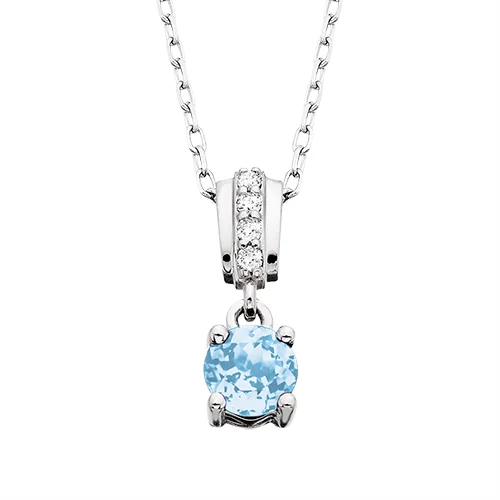 personalized name ring 10 Karat  Aquamarine  Birthstone Pendant Necklace