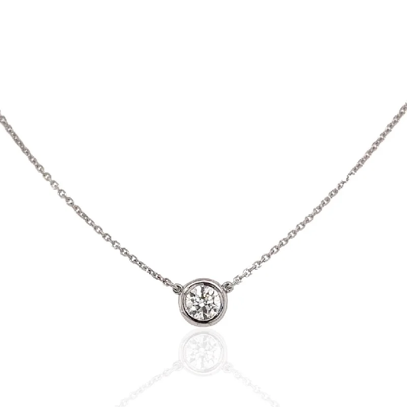 unique square diamond ring 14 Karat White Gold Diamond Solitaire Necklace