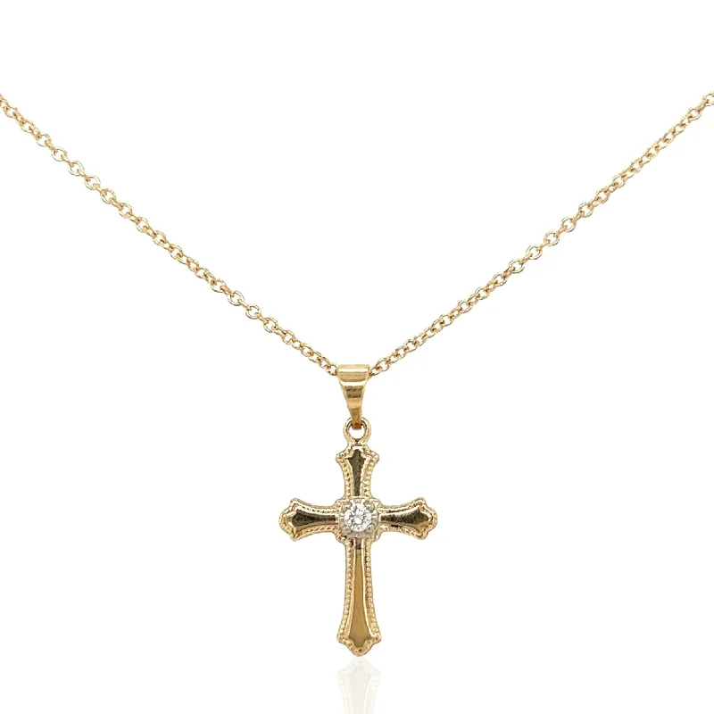 dainty rose gold anklet 14 Karat Yellow Gold and Diamond Cross Pendant