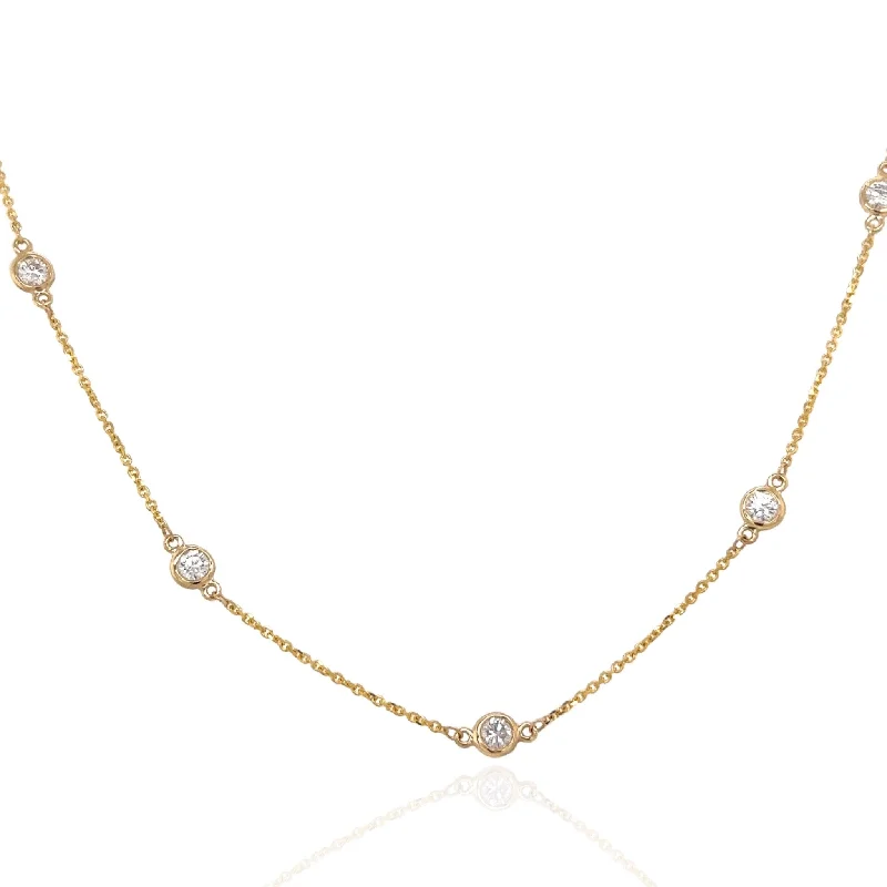 chunky gold chain necklace 14 Karat Yellow Gold Diamonds and Chains Necklace